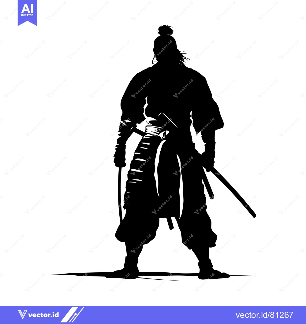 Premium Vector dari Silhouette of a Japanese Samurai Warrior Holding a Sword