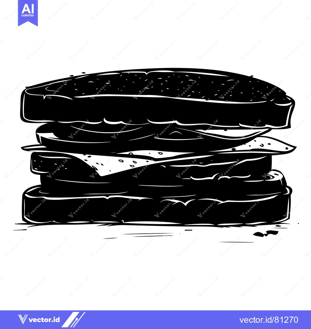 Premium Vector dari A Black and White Illustration of a Multi-Layered Sandwich