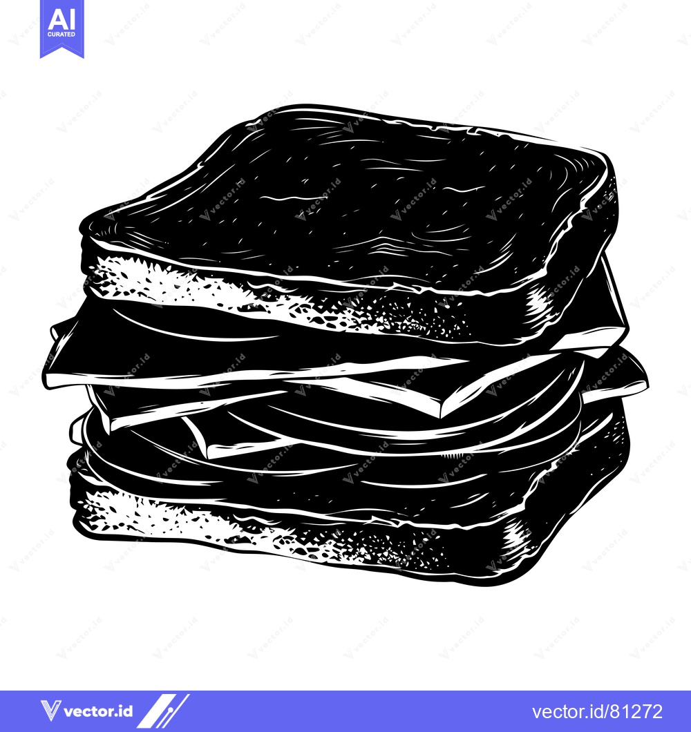 Premium Vector of Black and White Illustration of a Layered Sandwich