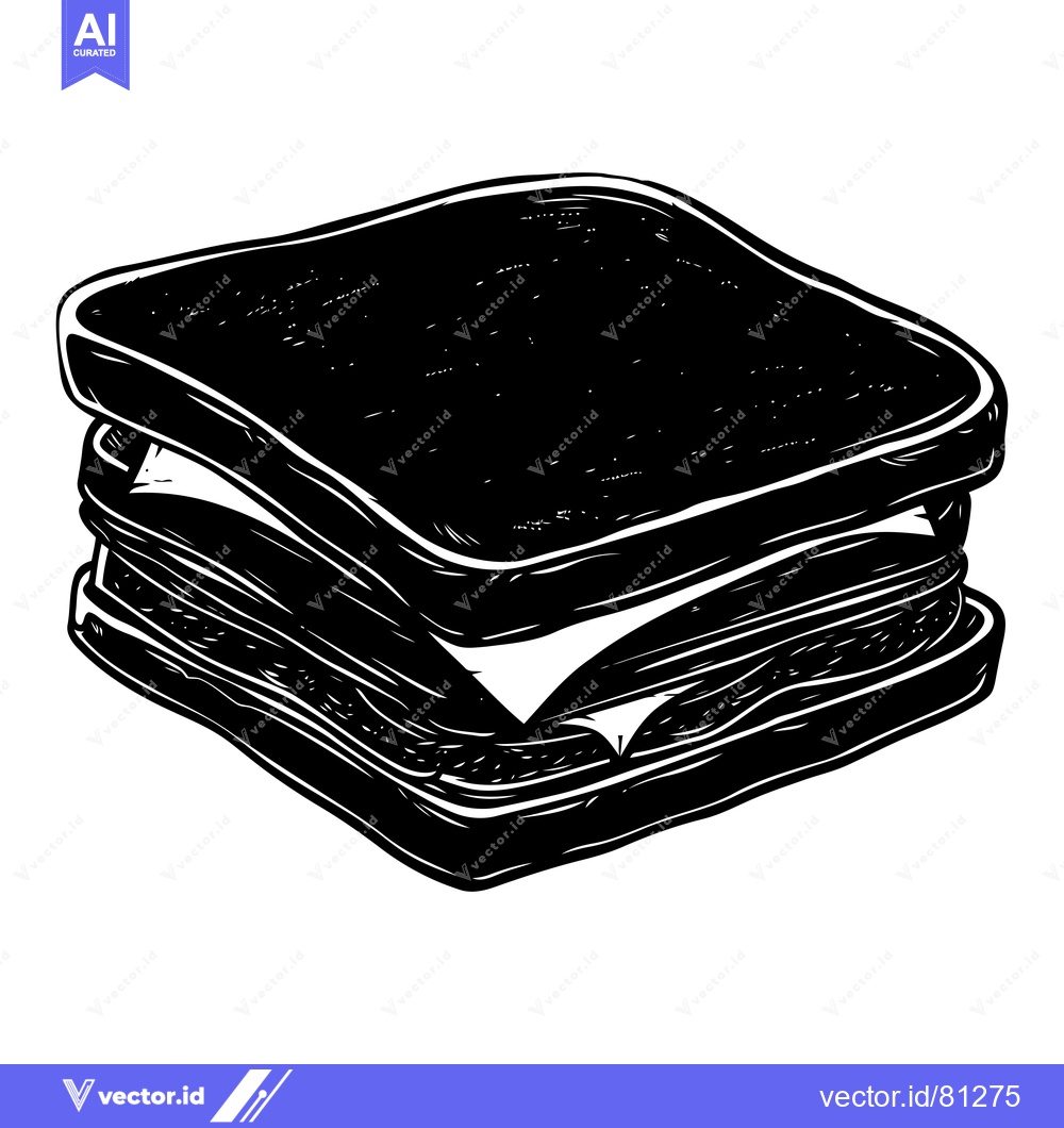 Premium Vector dari Black and White Illustration of a Stacked Sandwich