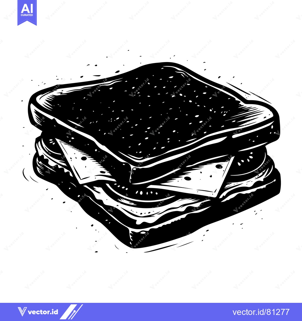 Premium Vector dari A Black and White Illustration of a Sandwich