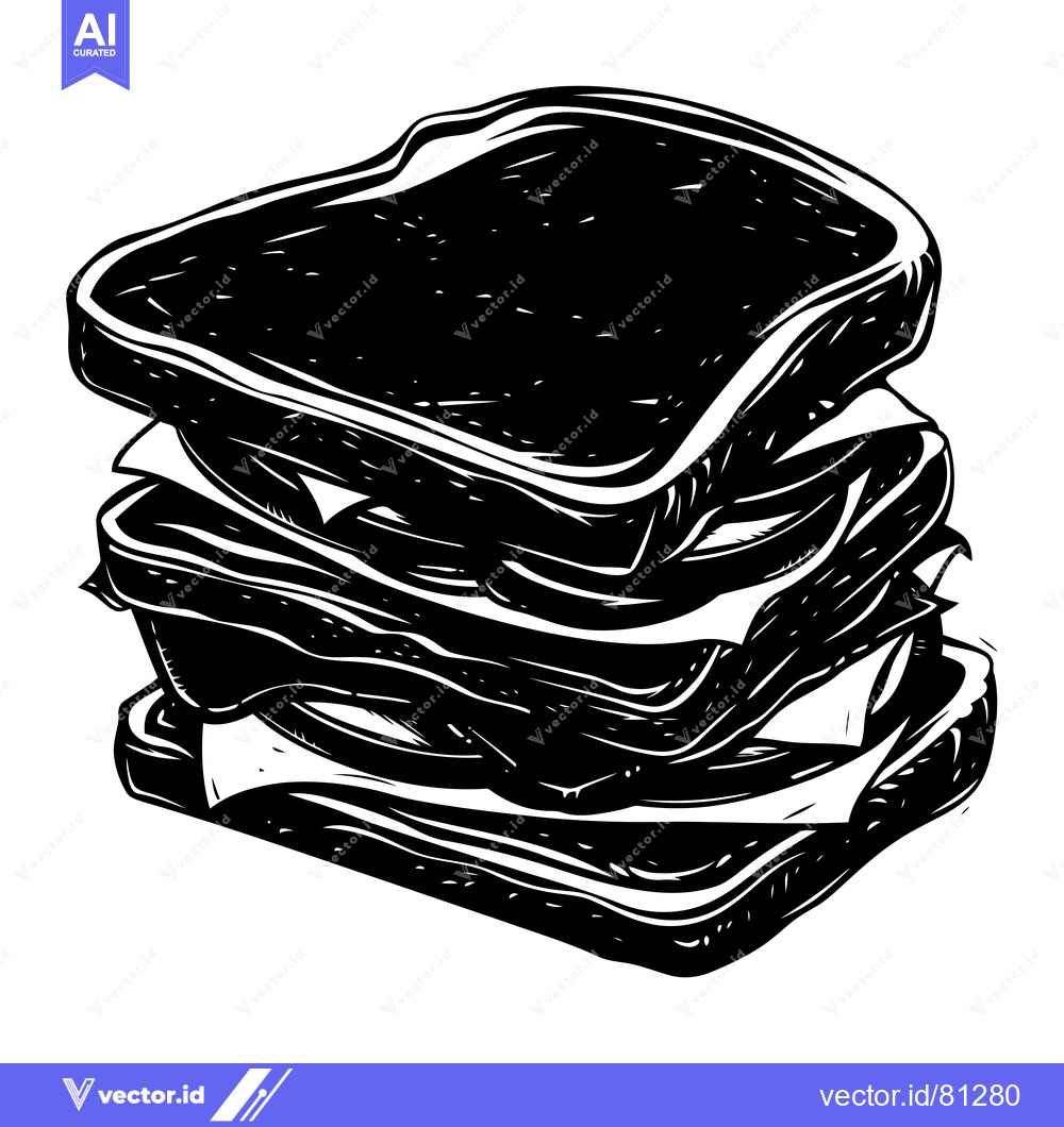 Premium Vector dari A Black and White Illustration of a Multi-Layered Sandwich