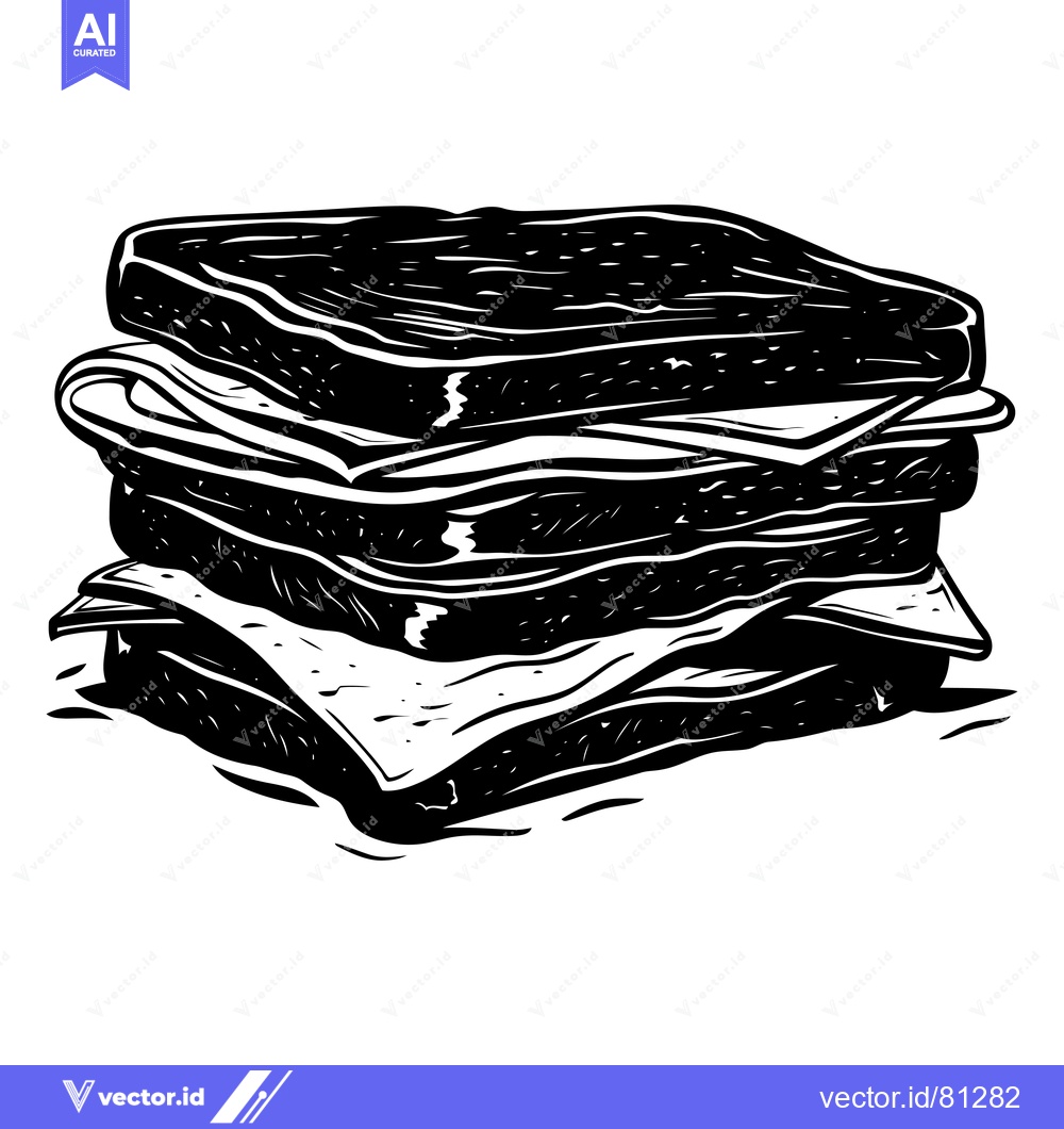 Premium Vector dari A Black and White Illustration of a Sandwich with Toasted Bread