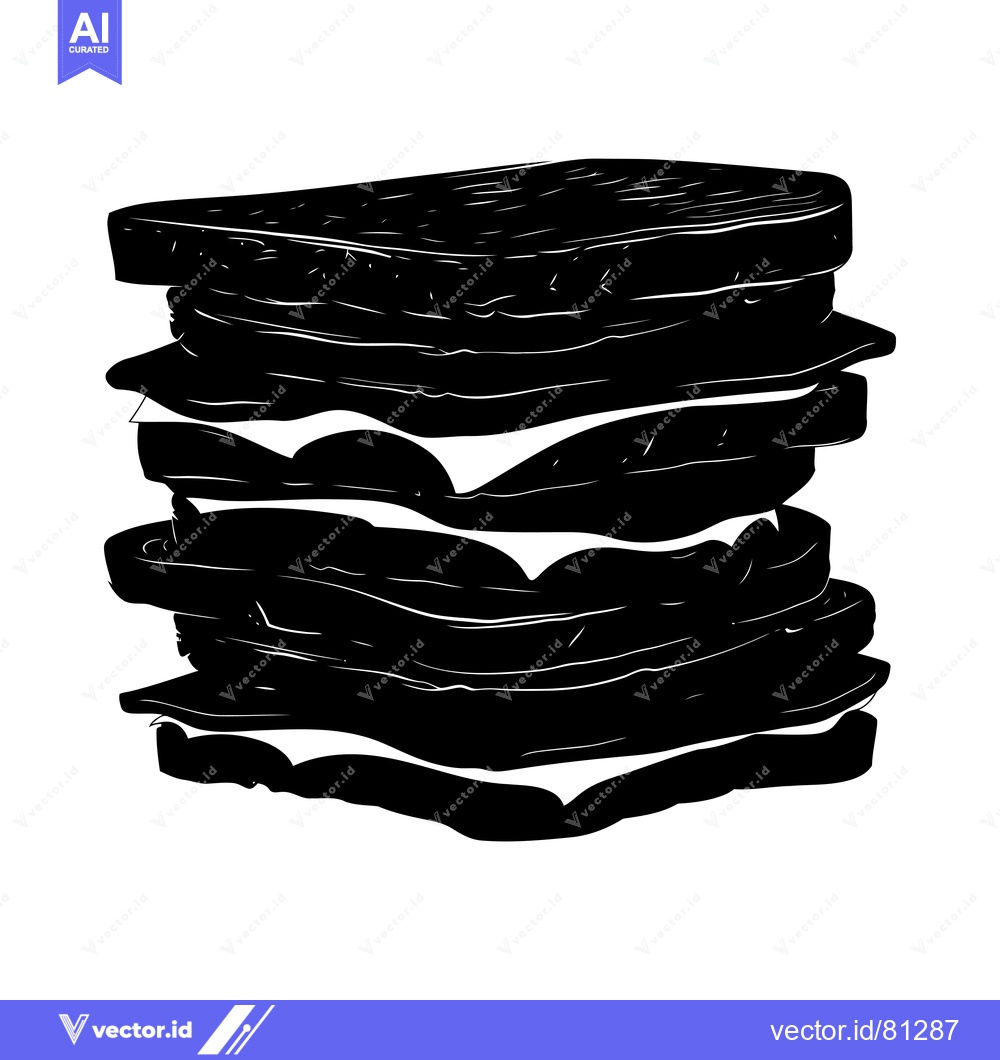 Premium Vector dari A Stack of Four Sandwiches in a Black and White Sketch Style