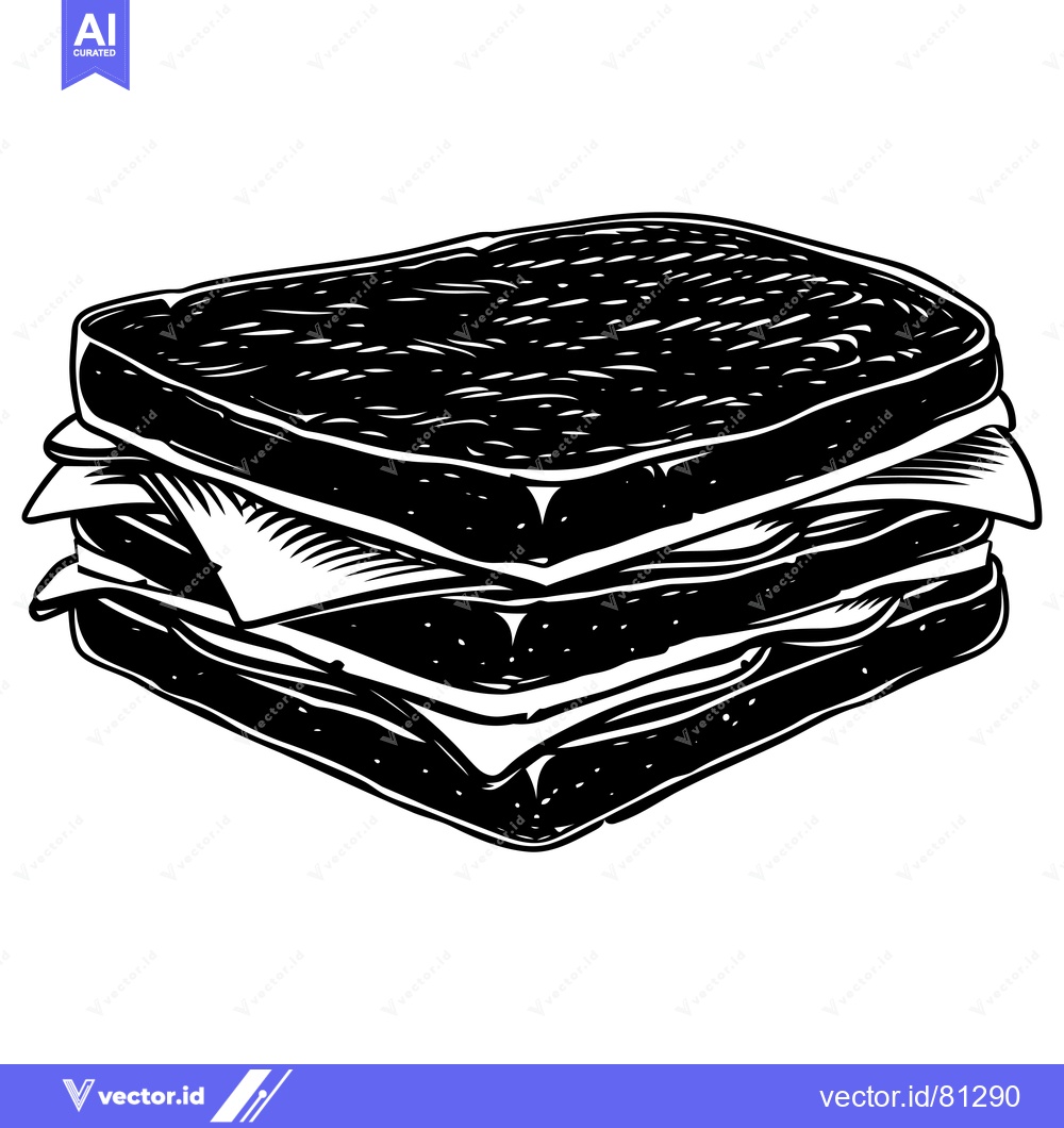 Premium Vector dari Black and White Illustration of a Sandwich