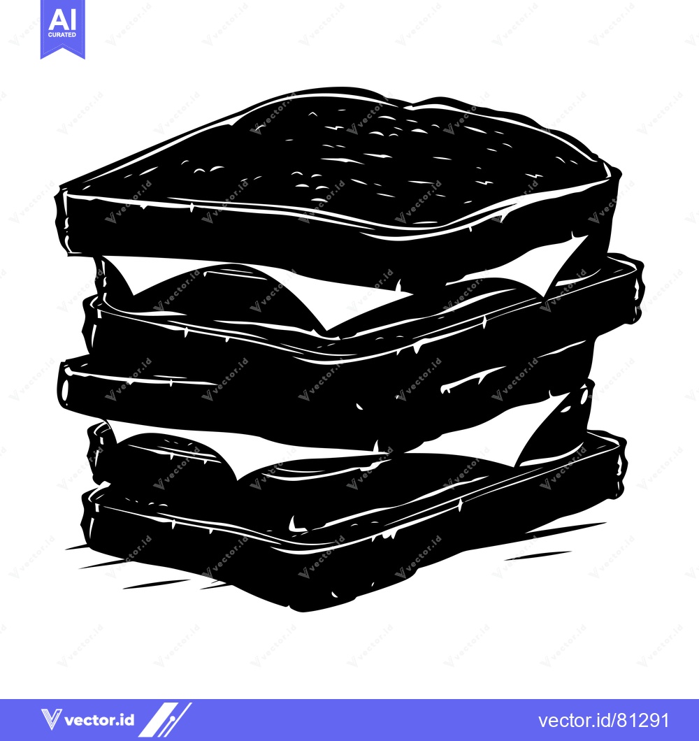 Premium Vector dari A Stacked Black and White Sandwich Illustration