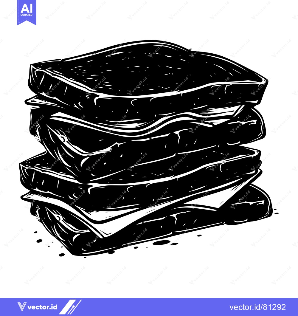 Premium Vector dari A Stack of Four Black and White Sandwich Slices