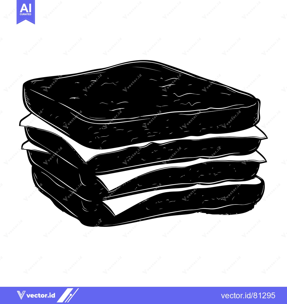Premium Vector of A Black and White Illustration of a Stacked Sandwich