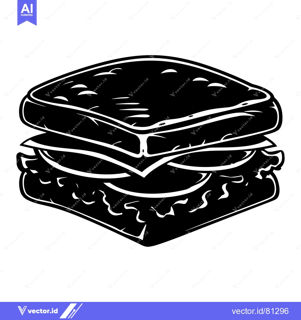 Premium Vector dari Black and White Illustration of a Sandwich