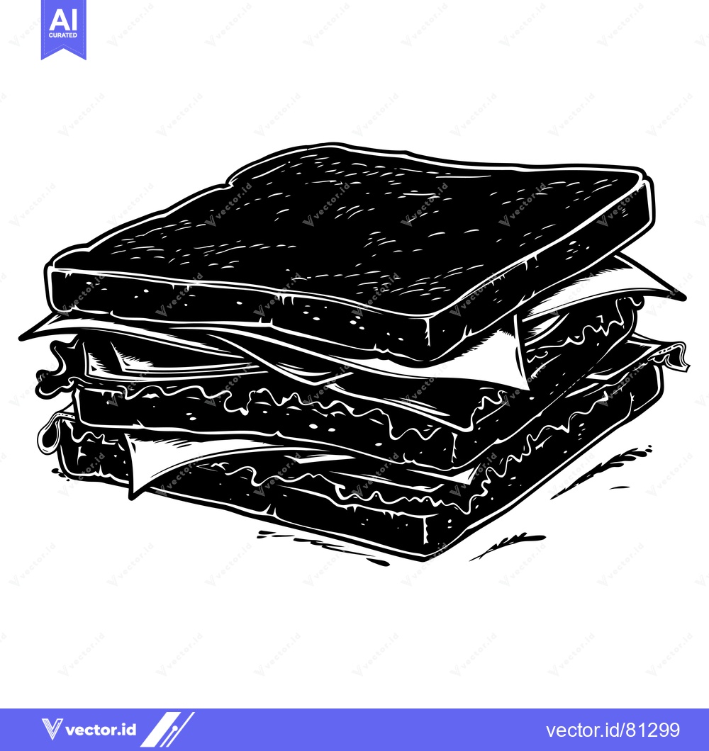 Premium Vector of A Black and White Illustration of a Large Sandwich