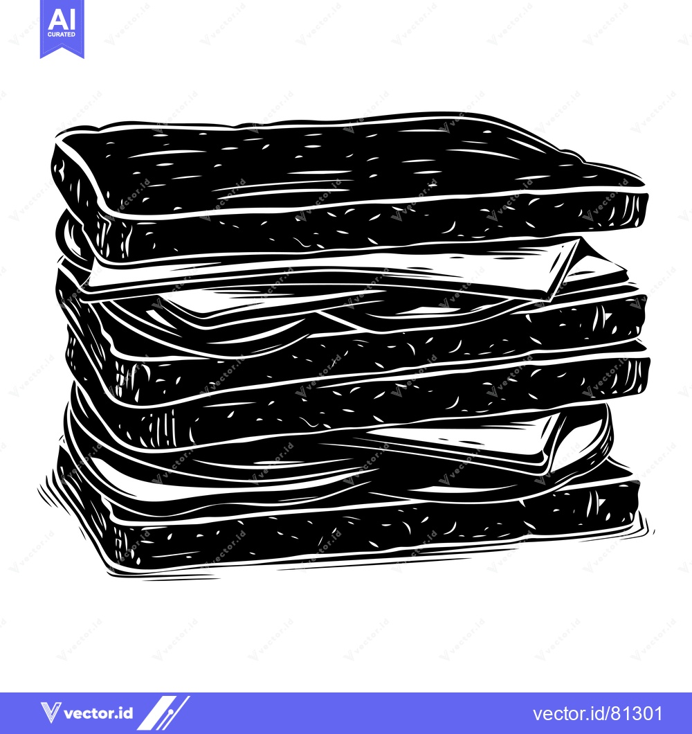Premium Vector of A Black and White Illustration of a Tall Sandwich with Multiple Layers