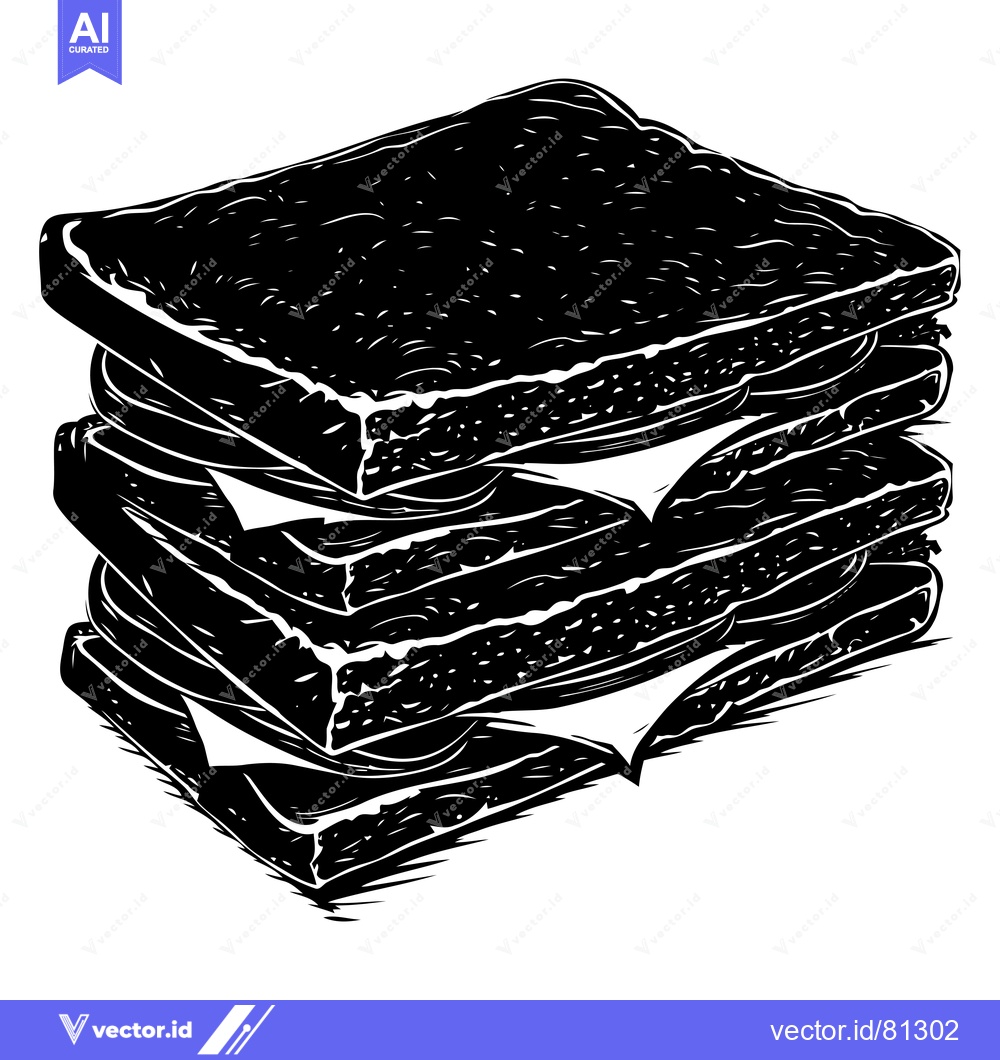 Premium Vector dari A Stack of Four Slices of Bread with Visible Fillings
