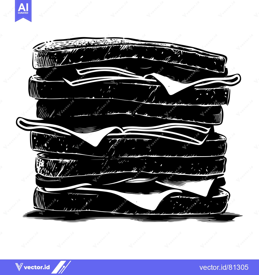 Premium Vector of A Tall Stack of Multi-Layered Sandwiches with Visible Fillings