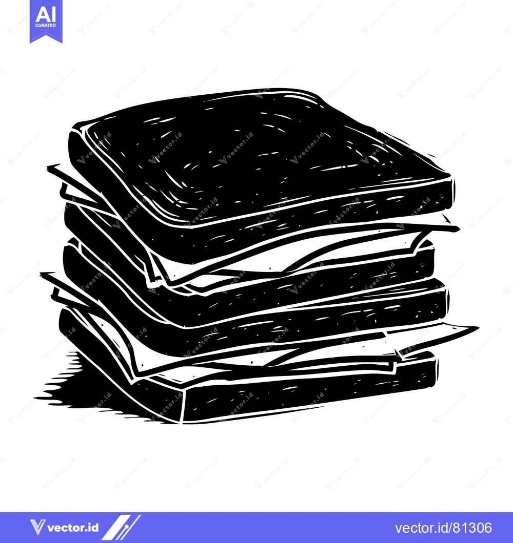 Premium Vector dari Black and White Illustration of a Stacked Sandwich
