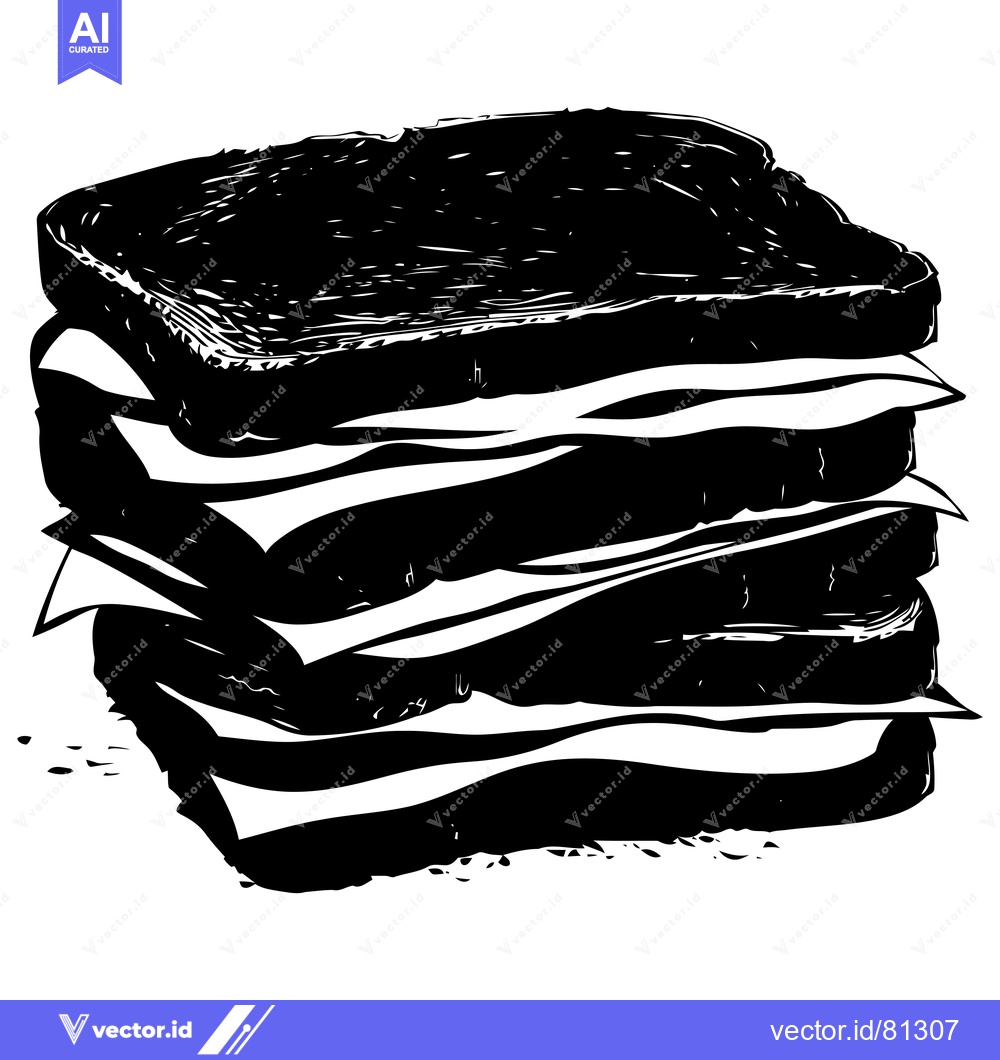 Premium Vector dari A Black and White Silhouette Illustration of a Multi-Layered Sandwich