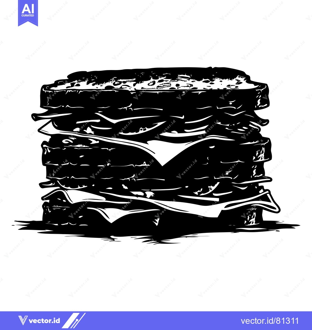 Premium Vector dari A Large, Multi-Layered Sandwich with Visible Fillings