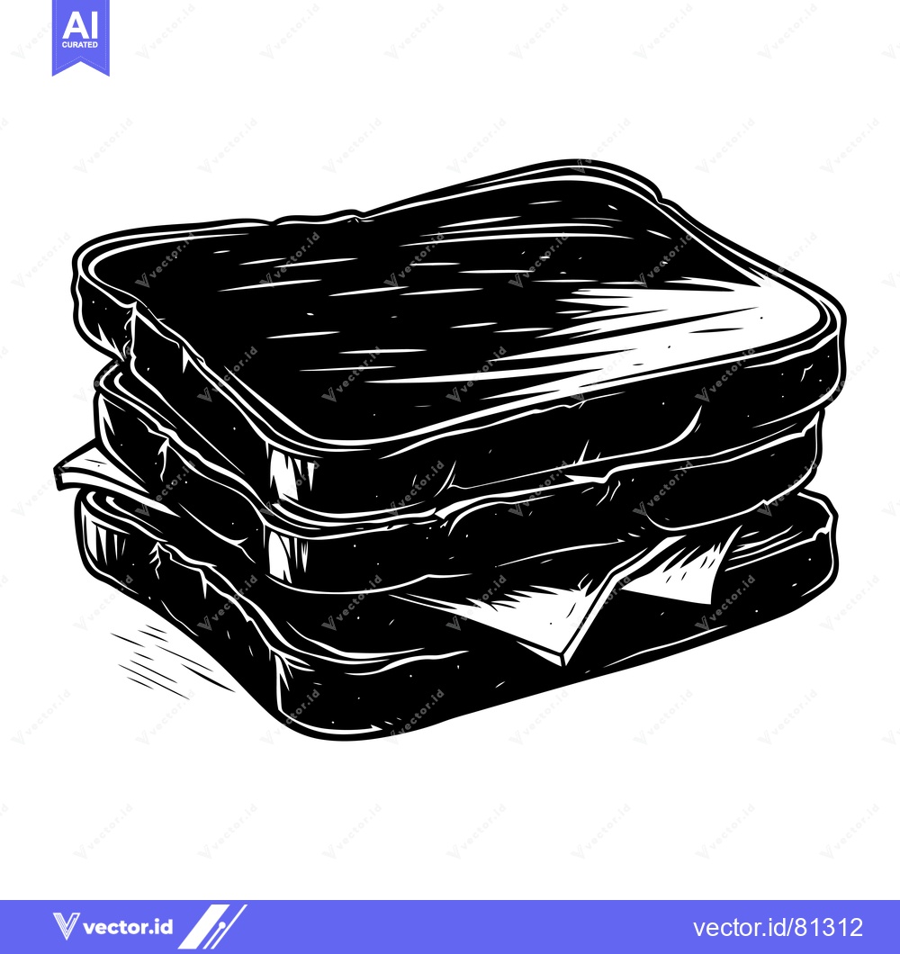 Premium Vector of A Black and White Illustration of a Stacked Sandwich