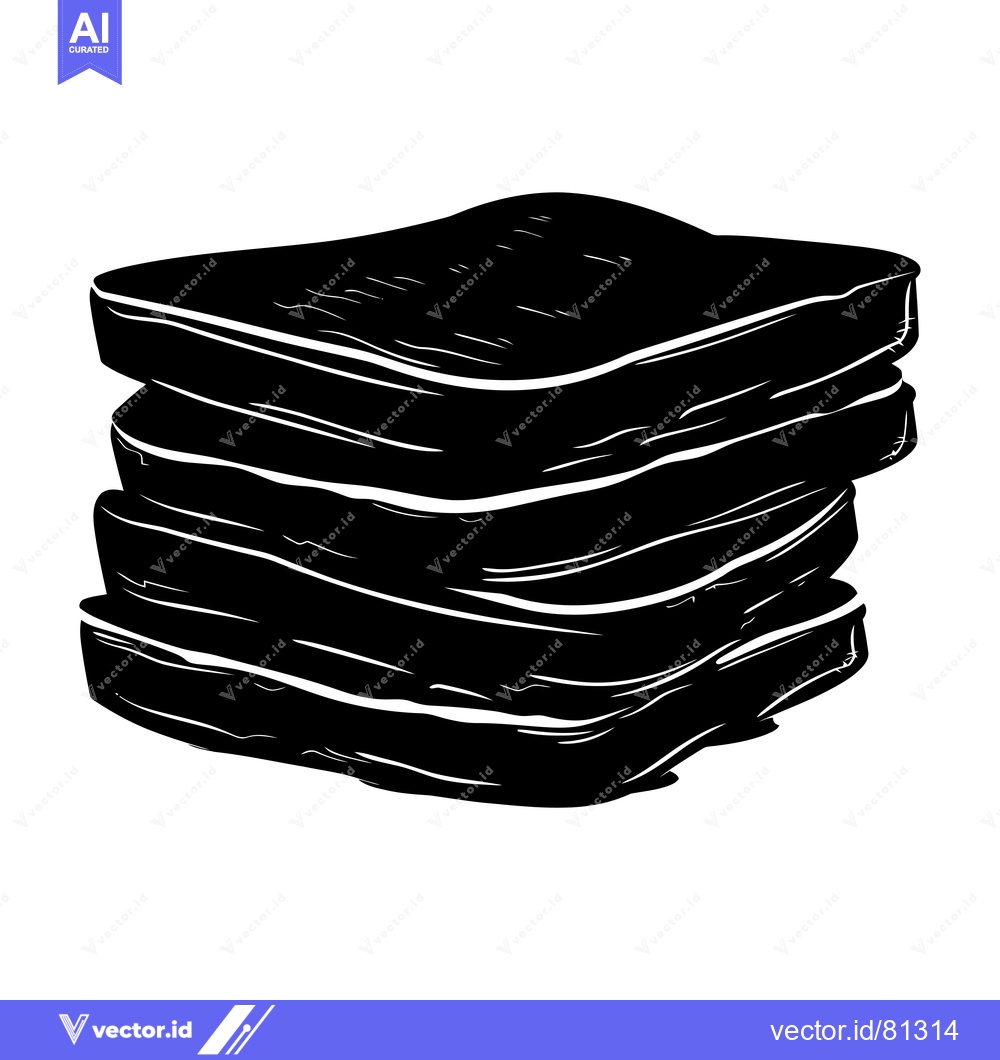 Premium Vector dari A Stack of Four Slices of Bread in a Black and White Silhouette