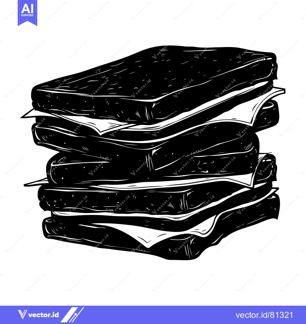 Premium Vector dari Black and White Hand Drawn Illustration of a Stack of Sandwiches