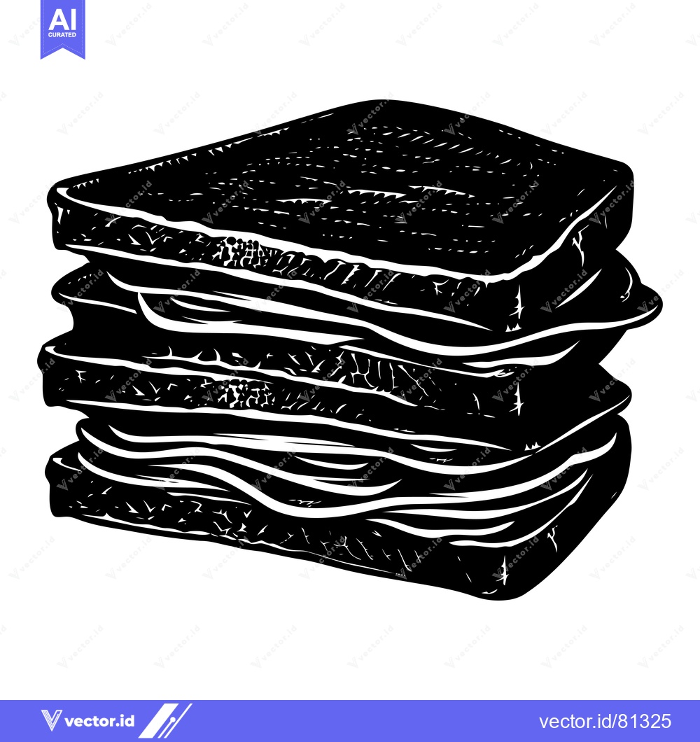 Premium Vector dari Black and White Illustration of a Stacked Sandwich