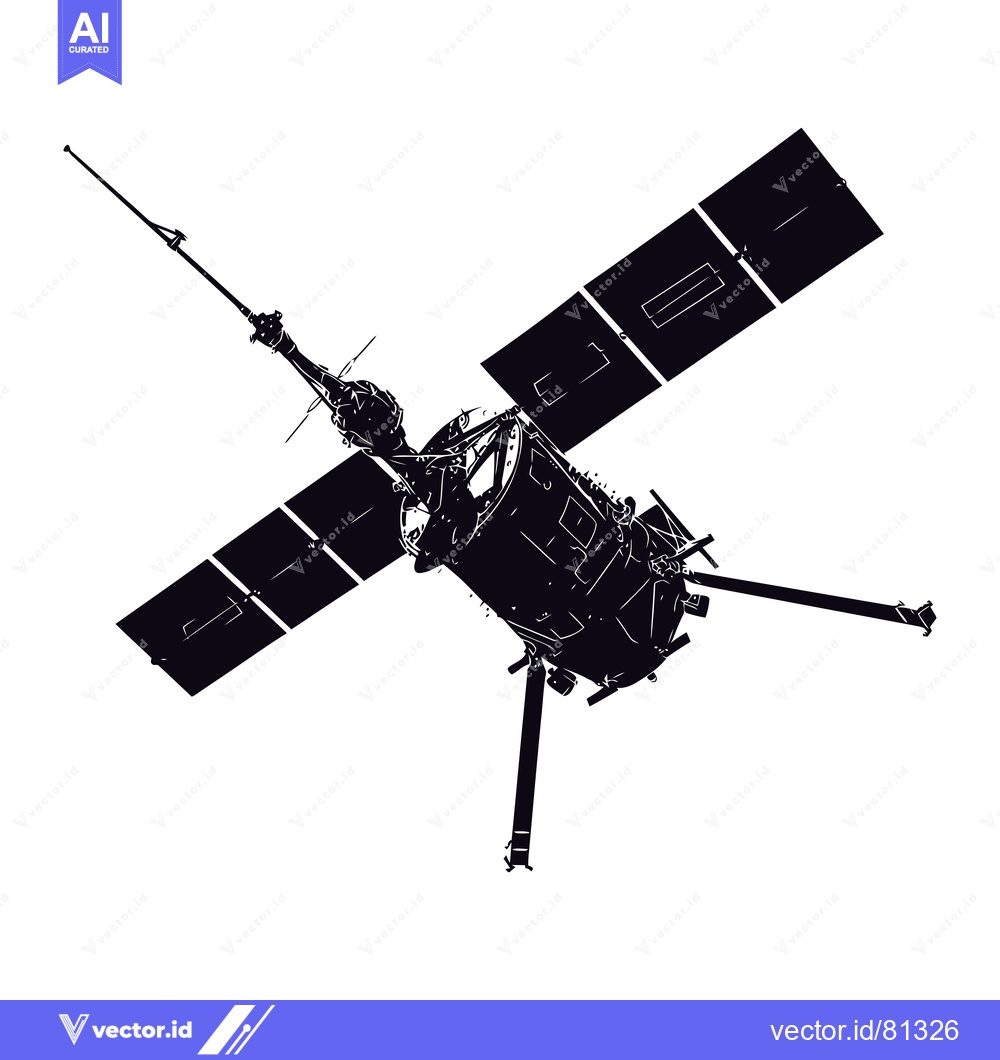 Premium Vector dari Silhouette of a Satellite with Solar Panels