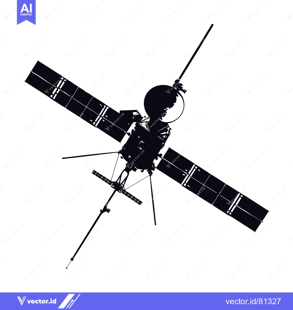 Premium Vector dari Black and White Silhouette of a Spacecraft with Solar Panels