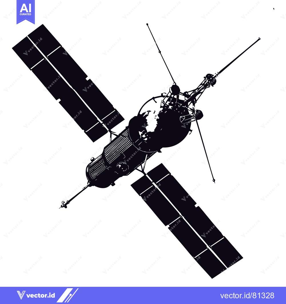 Premium Vector of A black and white illustration of a satellite in space