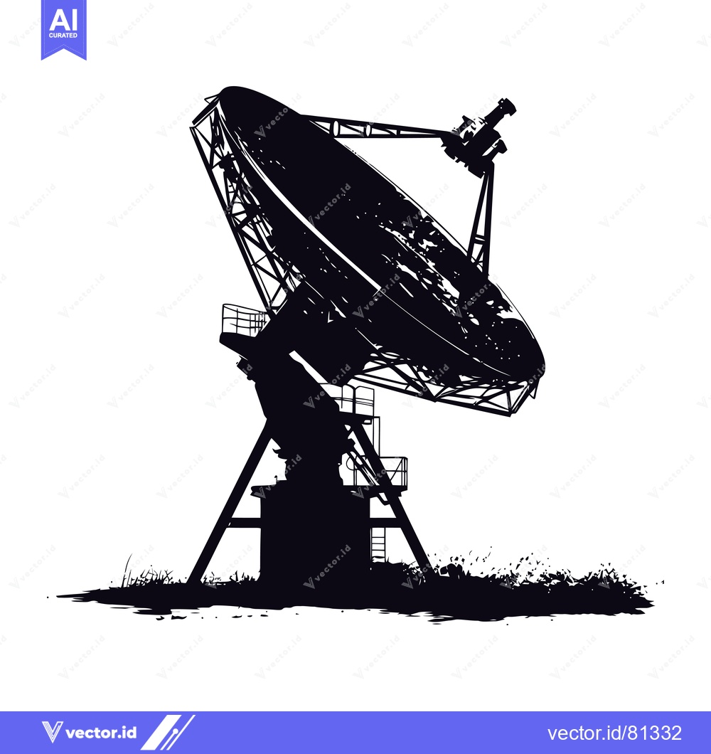 Premium Vector dari Silhouette of a Large Satellite Dish Antenna