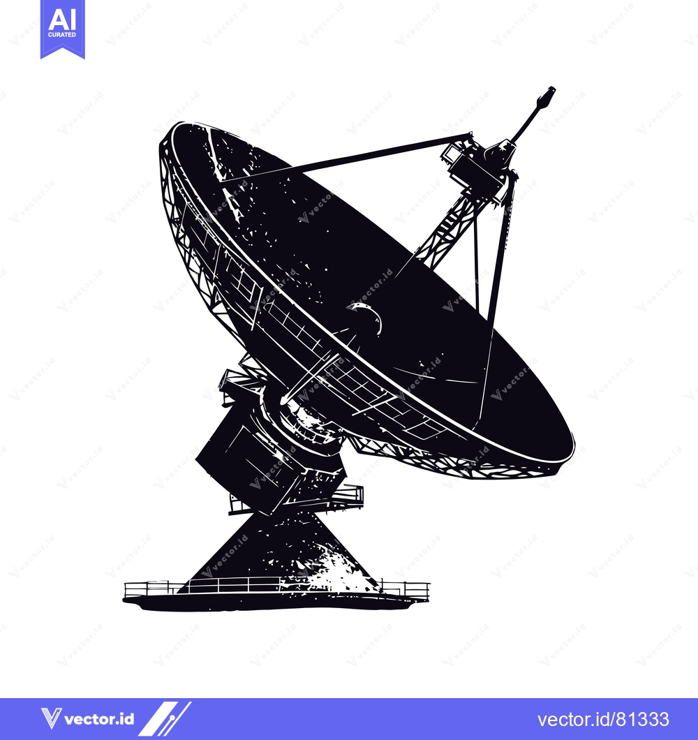 Premium Vector dari Silhouette of a large satellite dish antenna