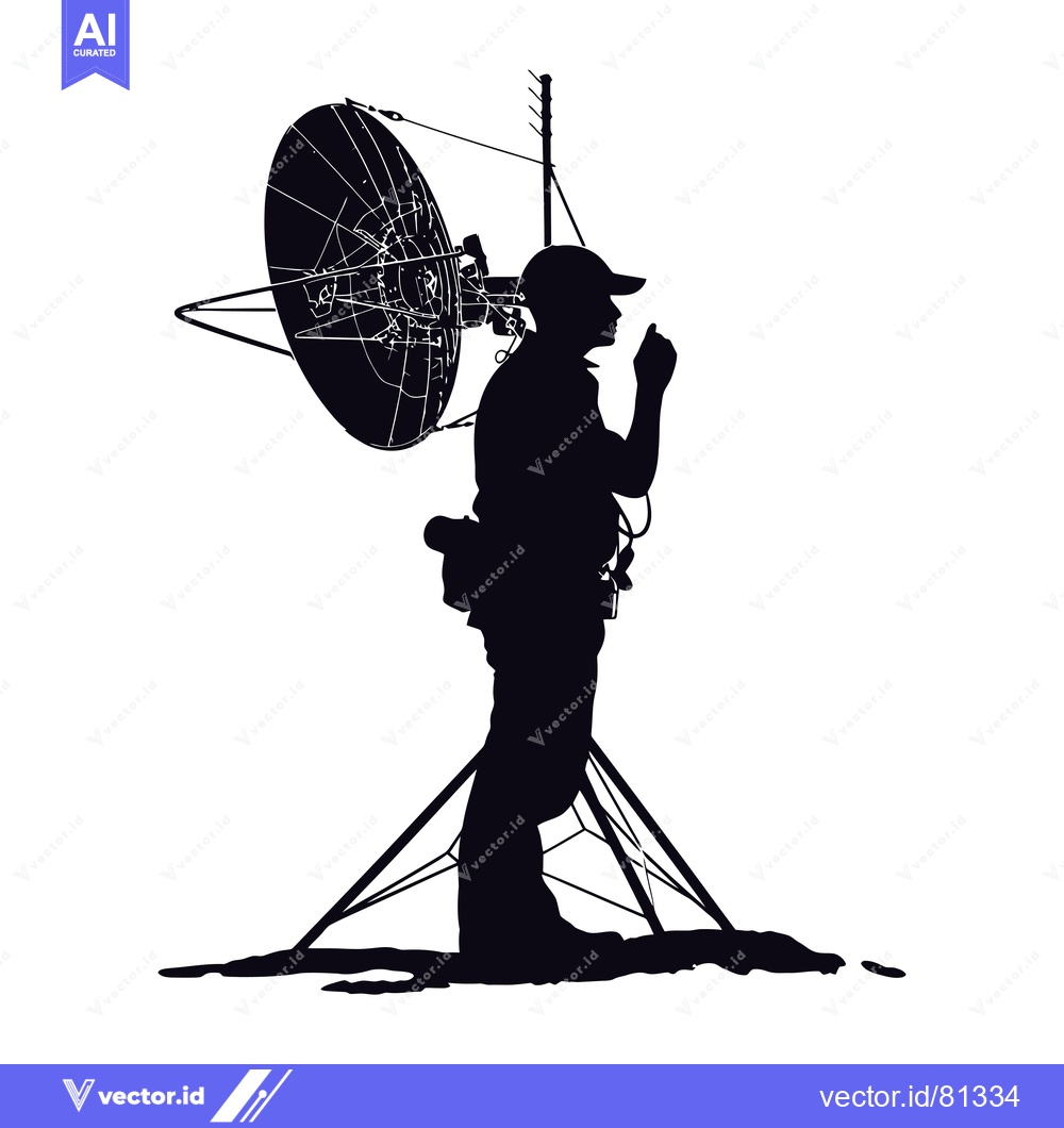Premium Vector dari Silhouette of a Person with a Satellite Dish