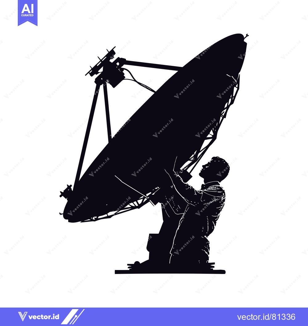 Premium Vector of Silhouette of a Man Holding a Satellite Dish