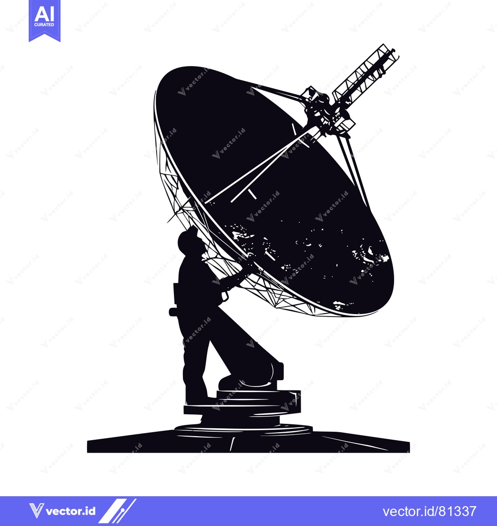 Premium Vector dari Silhouette of a man operating a large satellite dish
