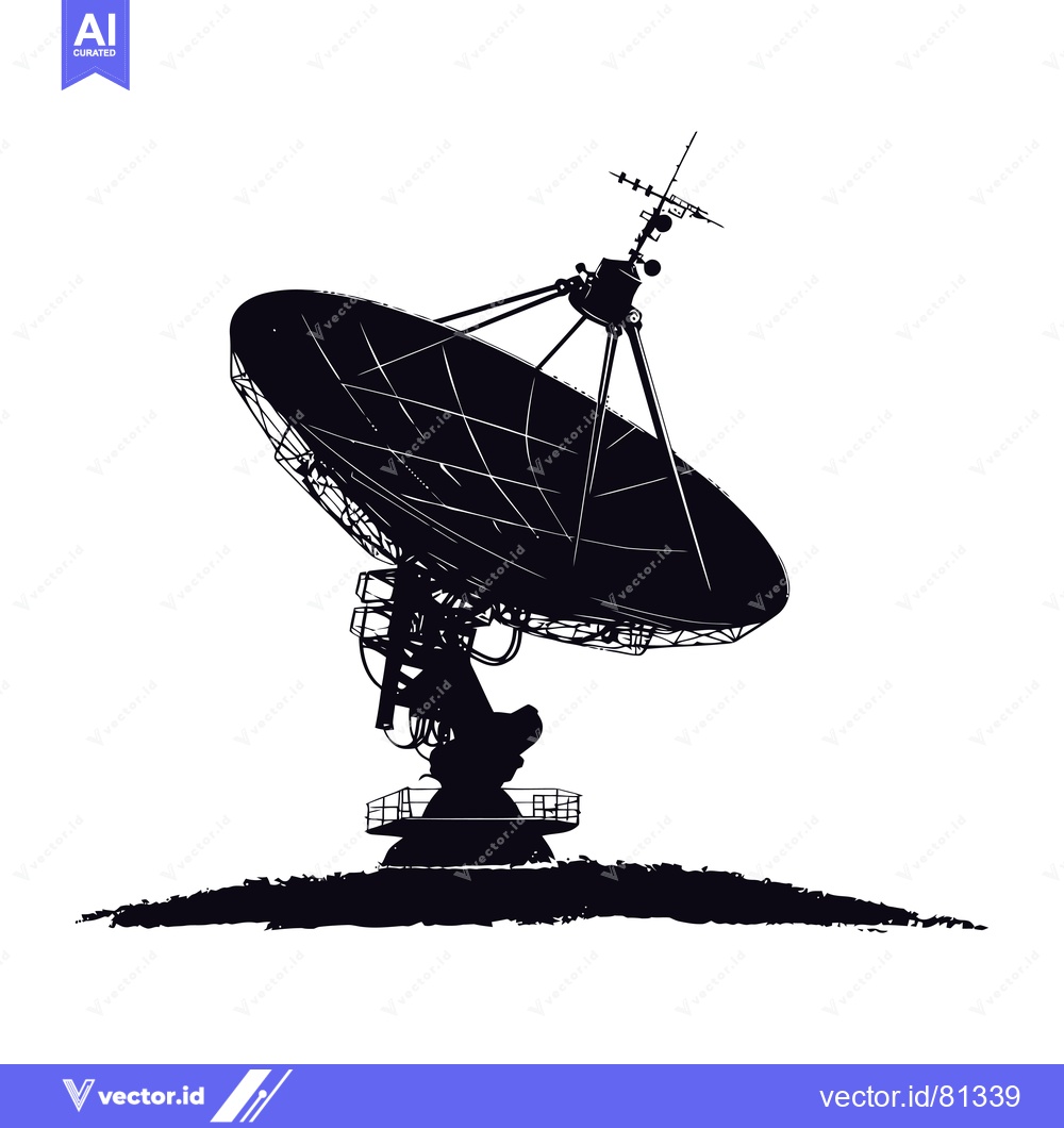 Premium Vector of Silhouette of a Large Satellite Dish Antenna