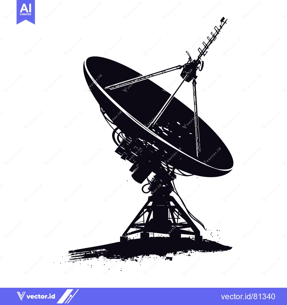 Premium Vector dari Silhouette of a Satellite Dish Antenna on a White Background