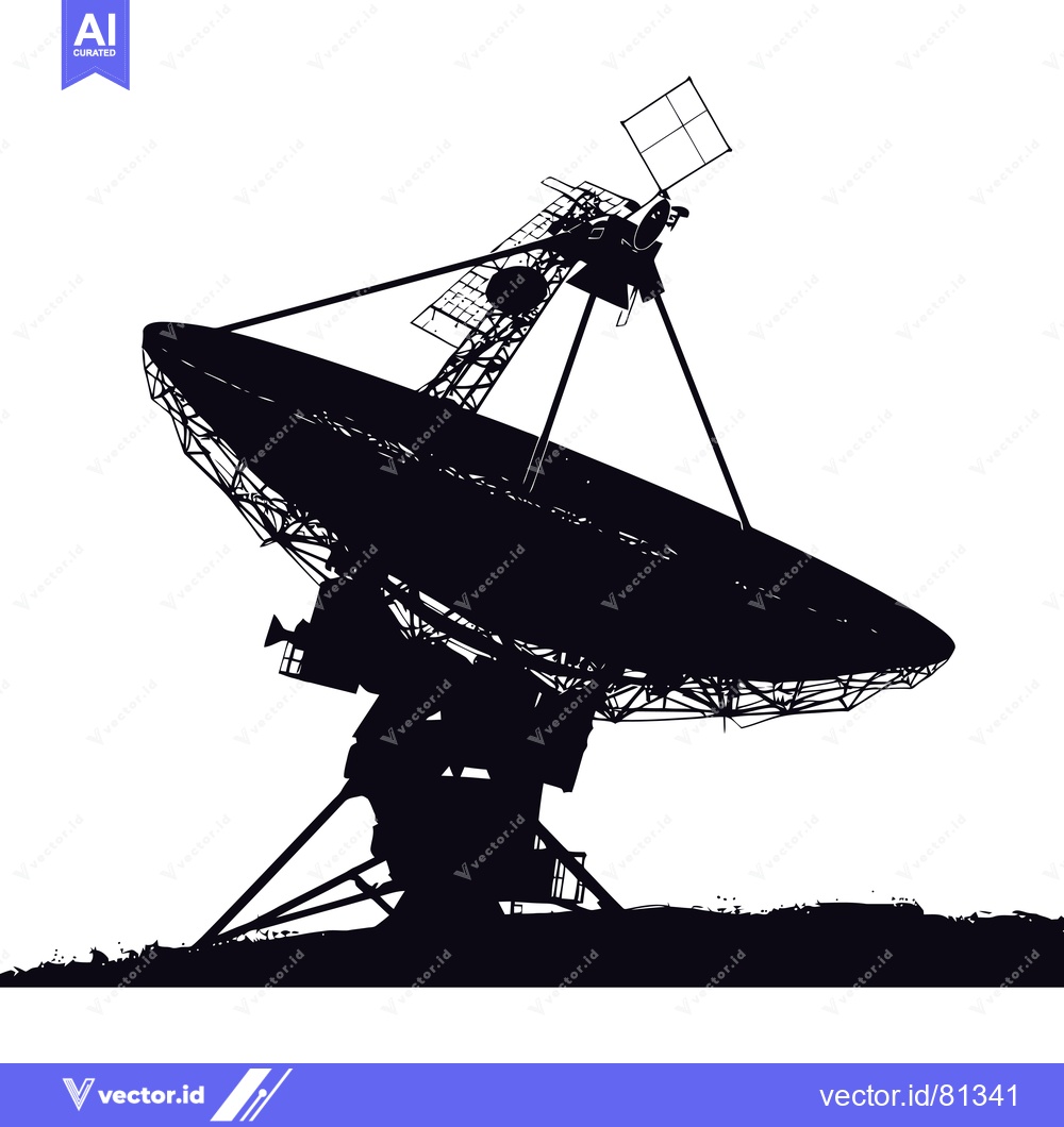 Premium Vector of Silhouette of a Large Satellite Dish Antenna