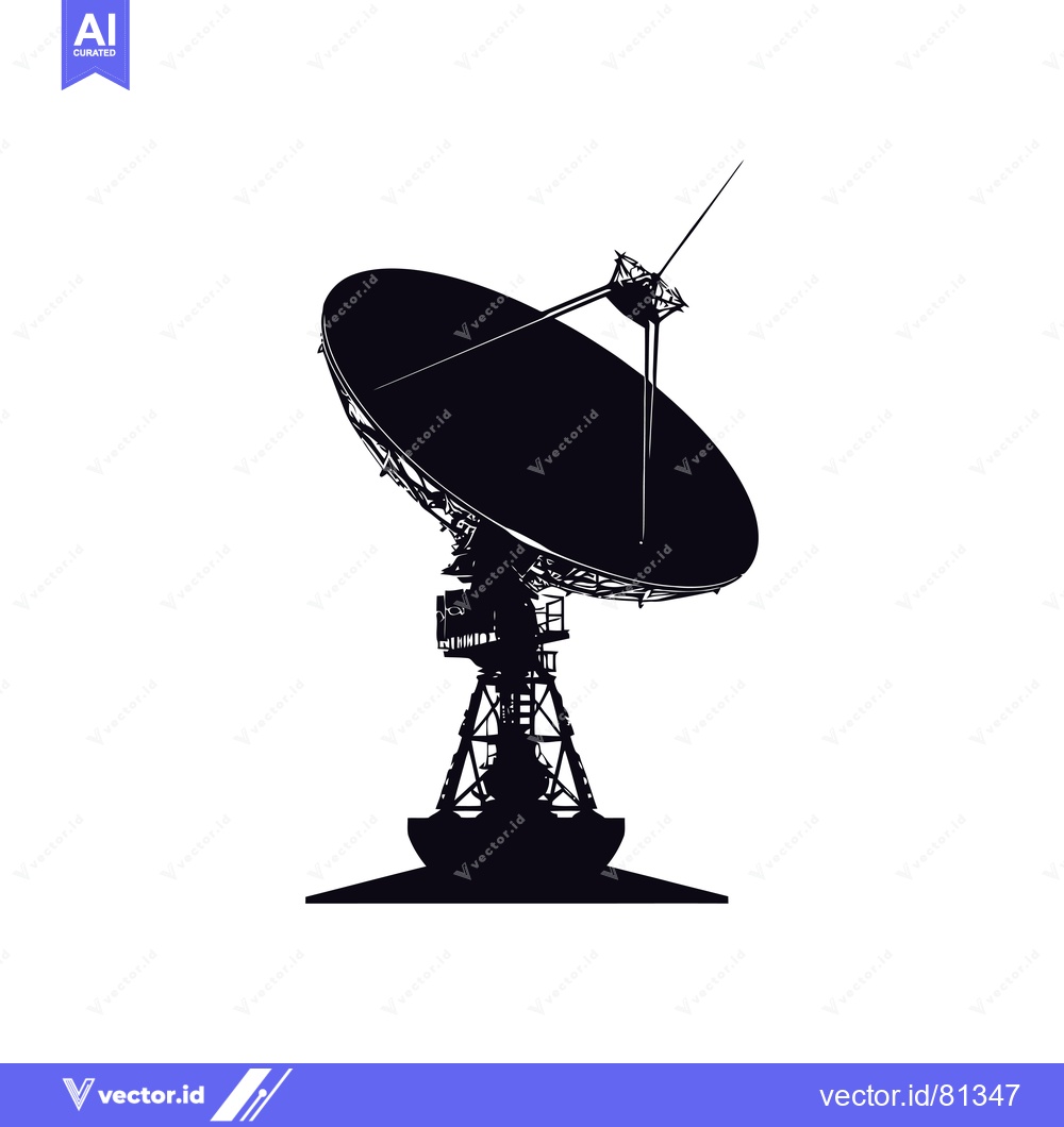 Premium Vector dari Silhouette of a Large Satellite Dish Antenna