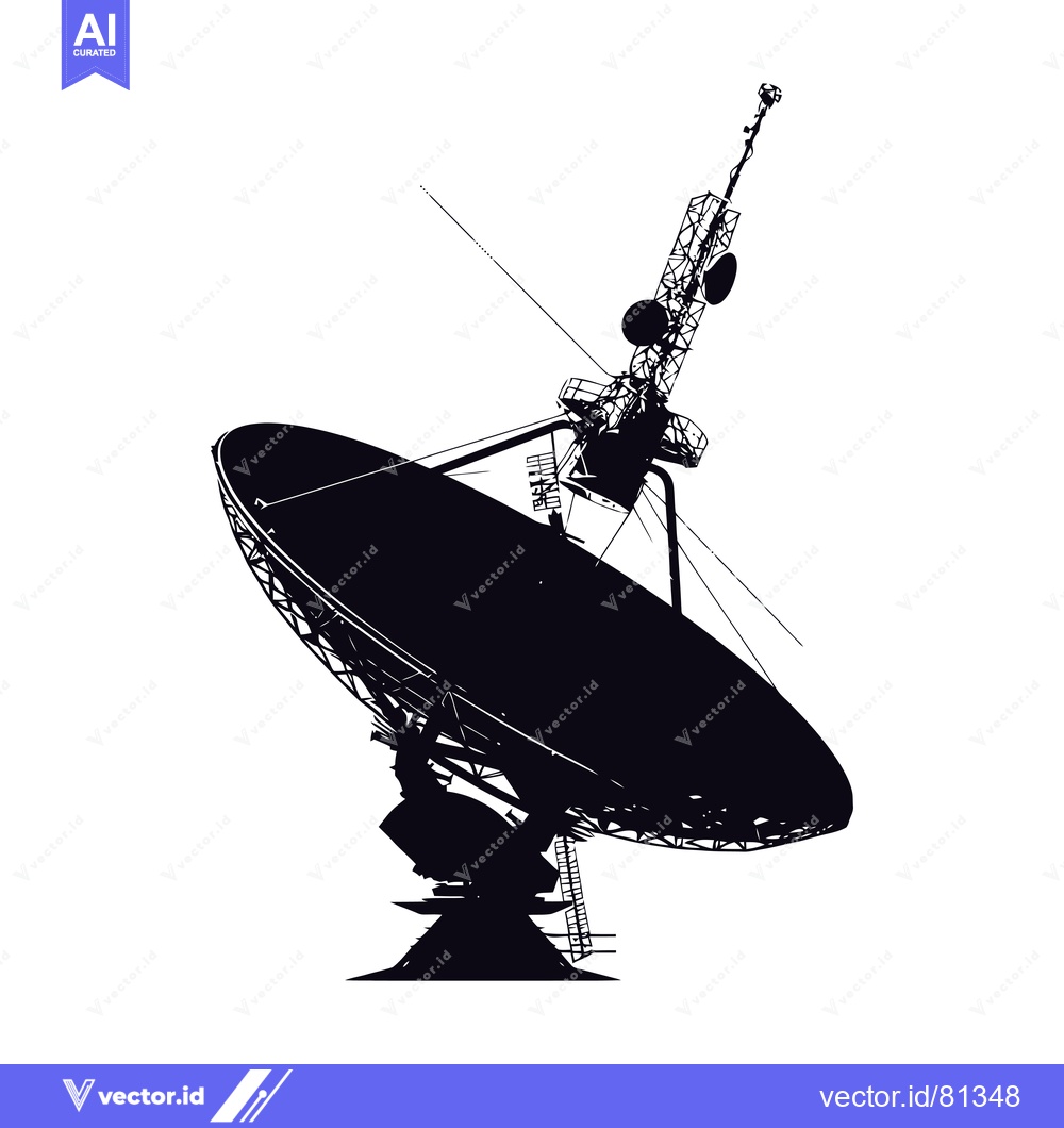 Premium Vector of Silhouette of a Large Satellite Dish Antenna