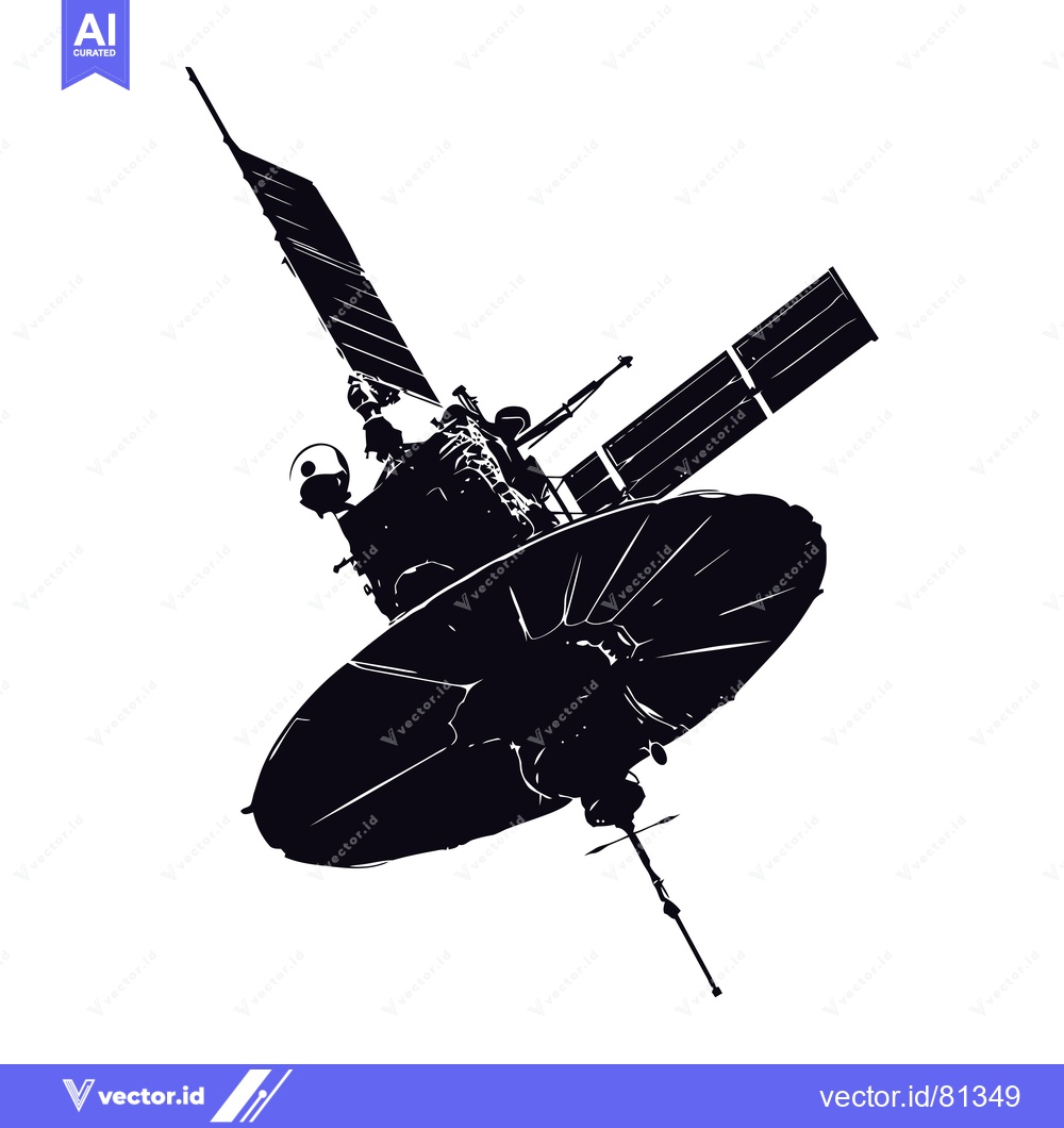 Premium Vector dari Black and White Silhouette of a Satellite in Space