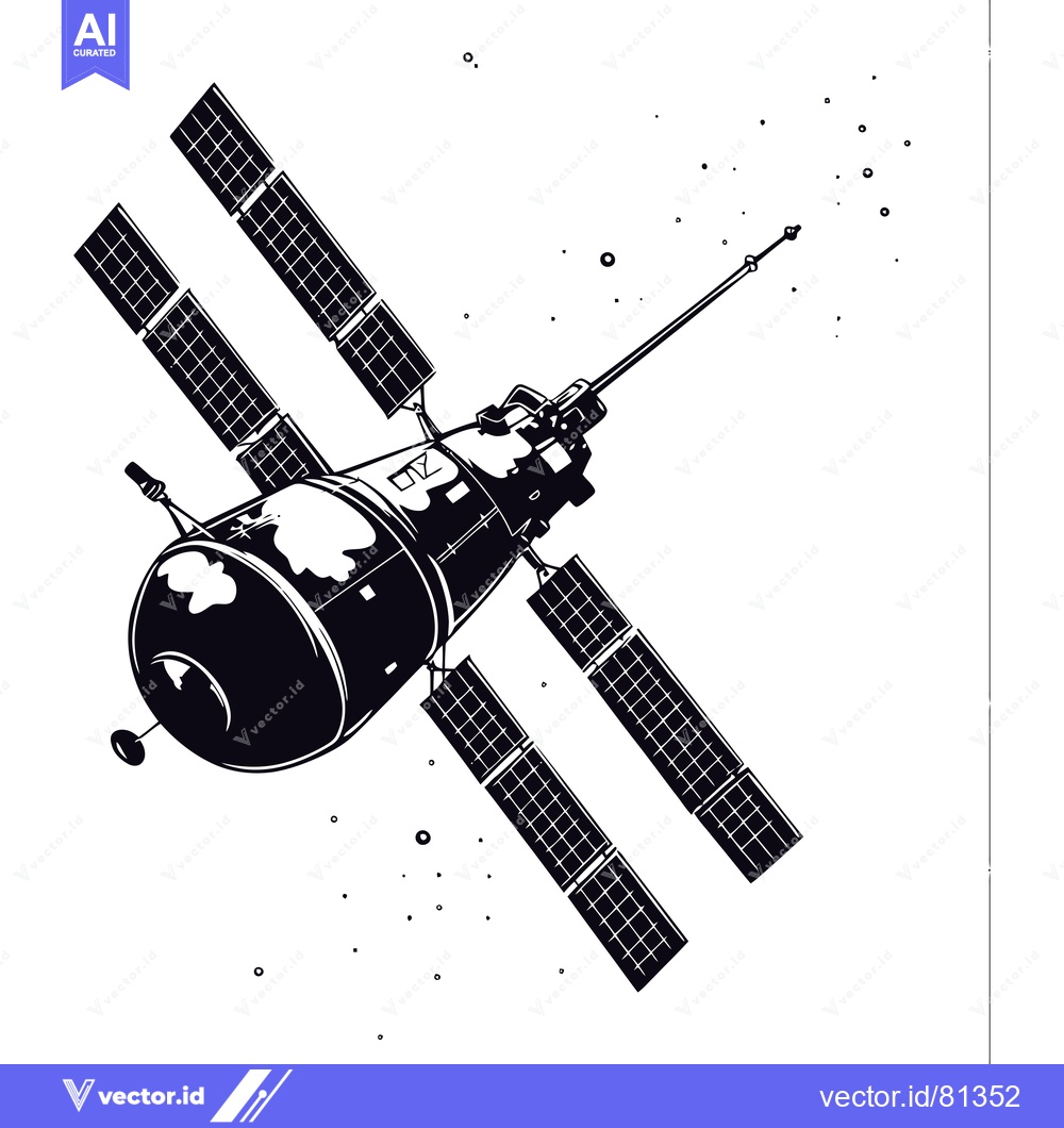 Premium Vector of A Space Station with Solar Panels in Orbit