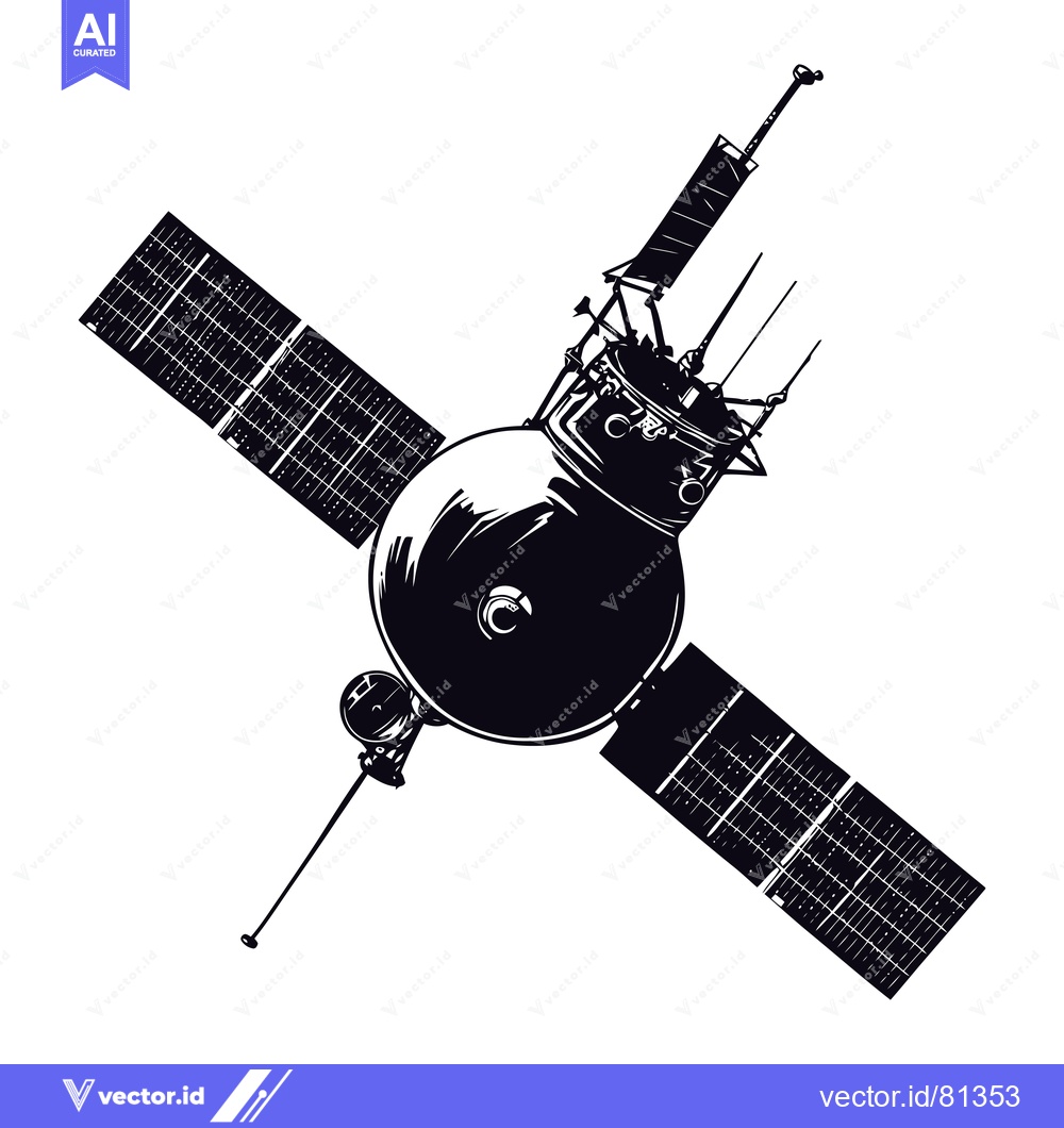 Premium Vector dari Black and White Illustration of a Satellite in Space