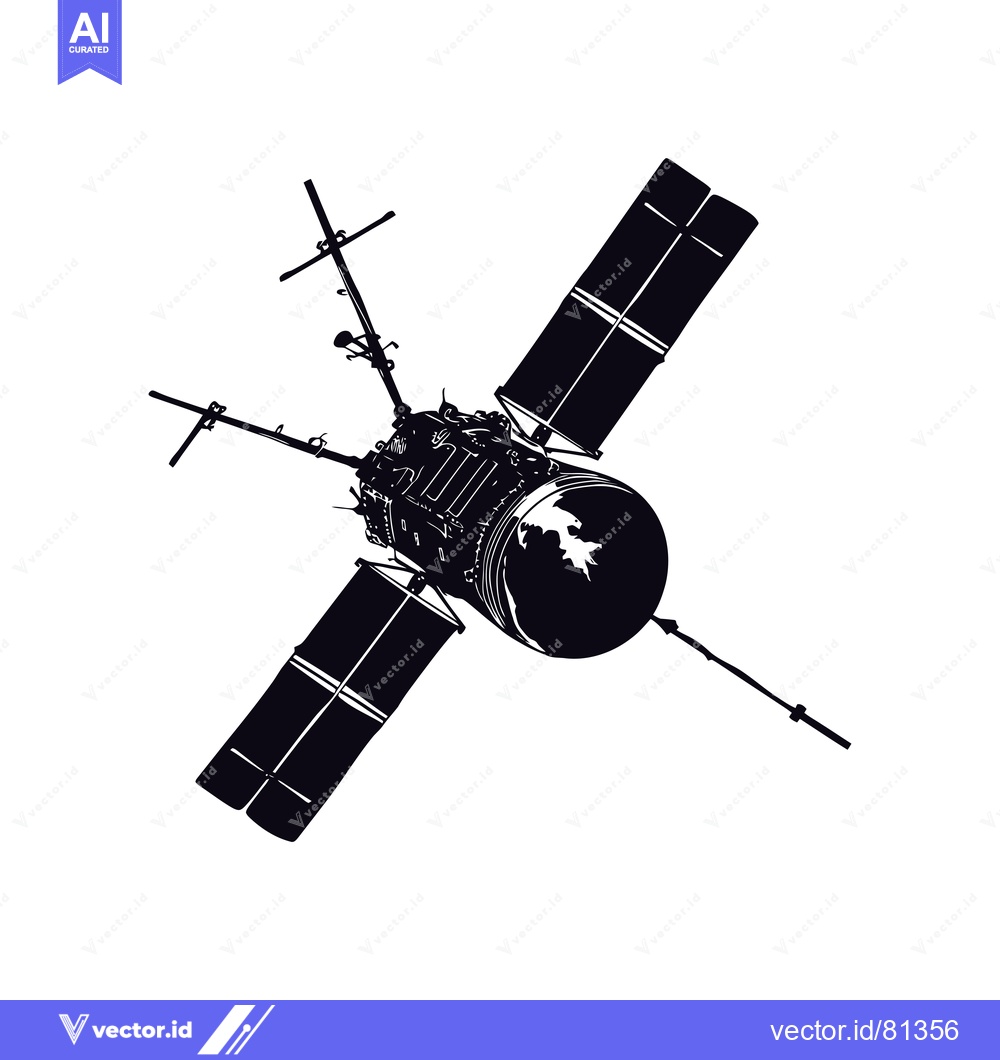 Premium Vector dari A Black and White Illustration of a Satellite in Space