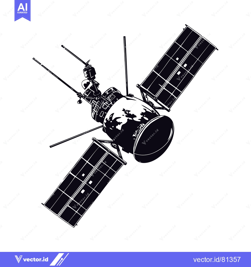 Premium Vector dari Black and White Illustration of a Satellite in Space