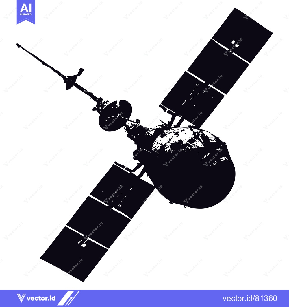 Premium Vector dari A Black and White Silhouette of a Satellite in Orbit