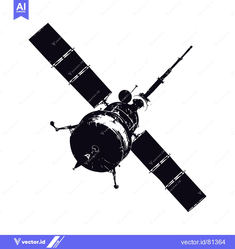 Premium Vector dari A Black and White Silhouette of a Spacecraft with Solar Panels