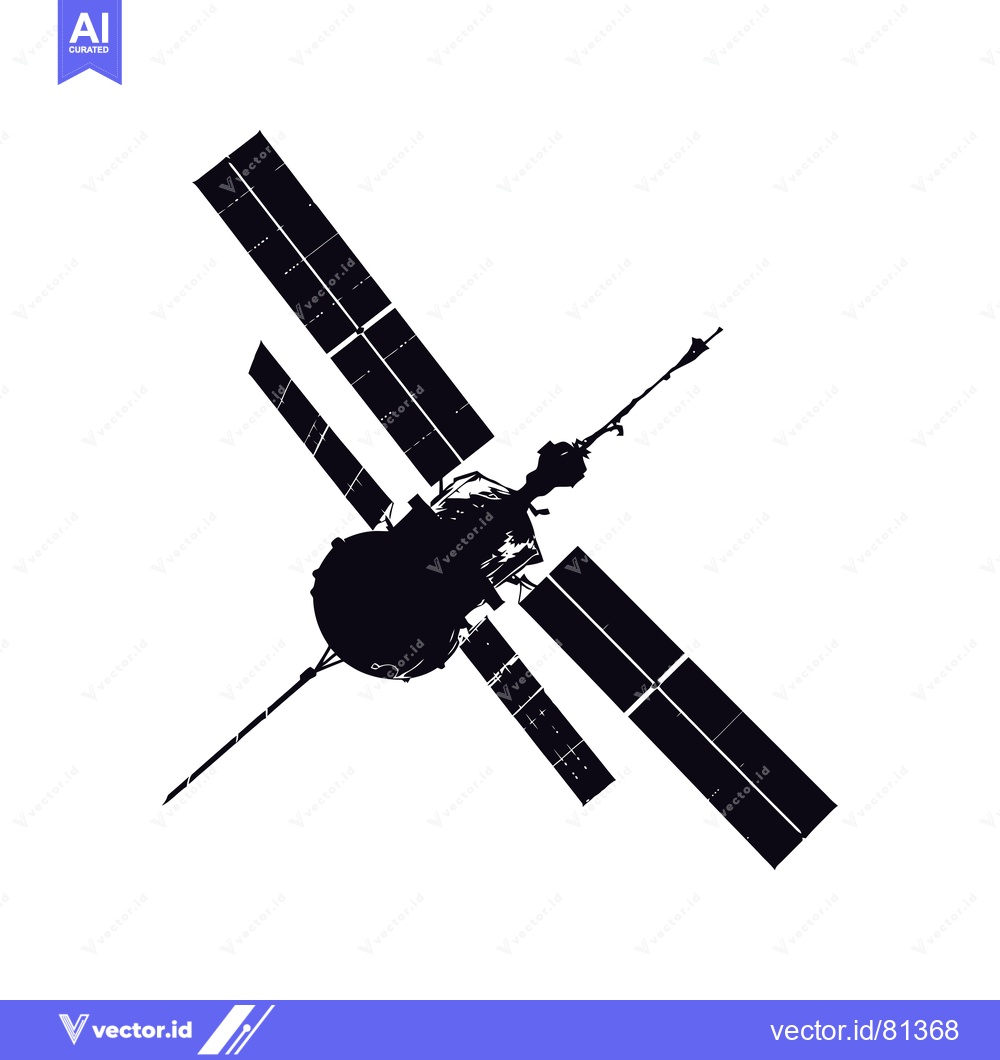 Premium Vector dari Silhouette of a Spacecraft with Solar Panels