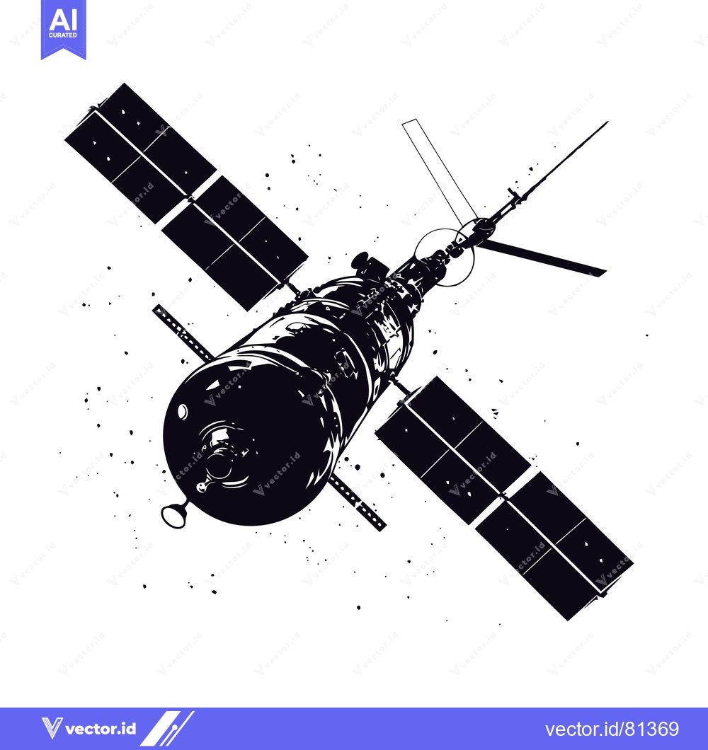 Premium Vector dari A Black and White Illustration of a Space Station in Orbit
