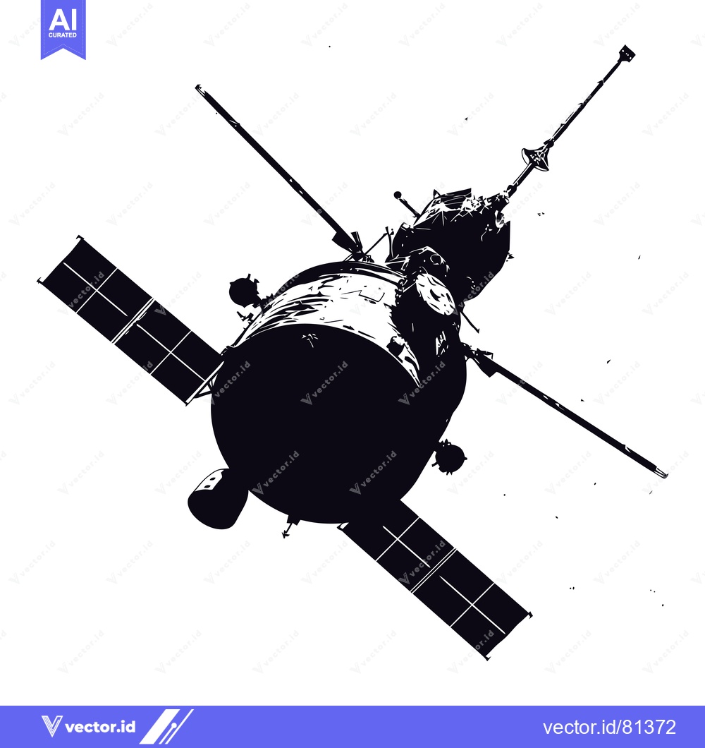 Premium Vector of Silhouette of a Spacecraft with Solar Panels