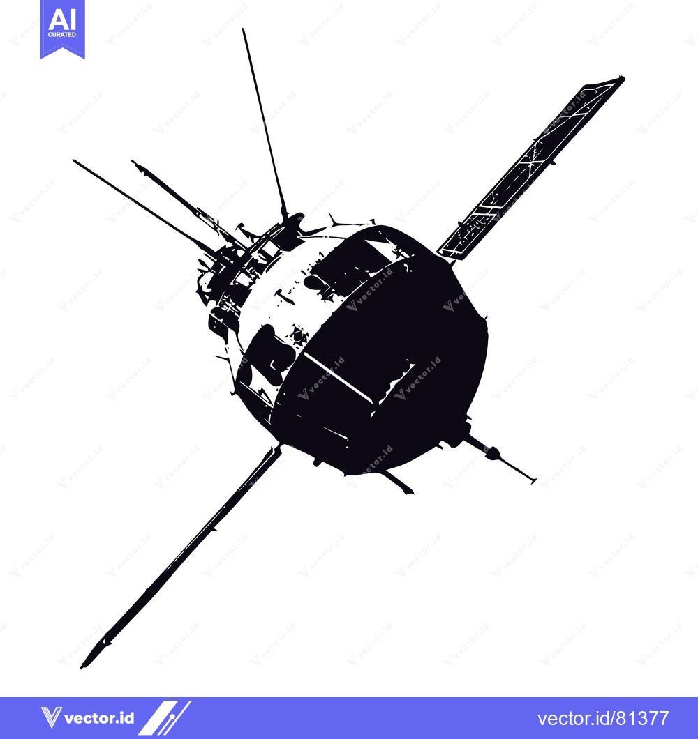 Premium Vector of Black and White Silhouette of a Satellite in Space