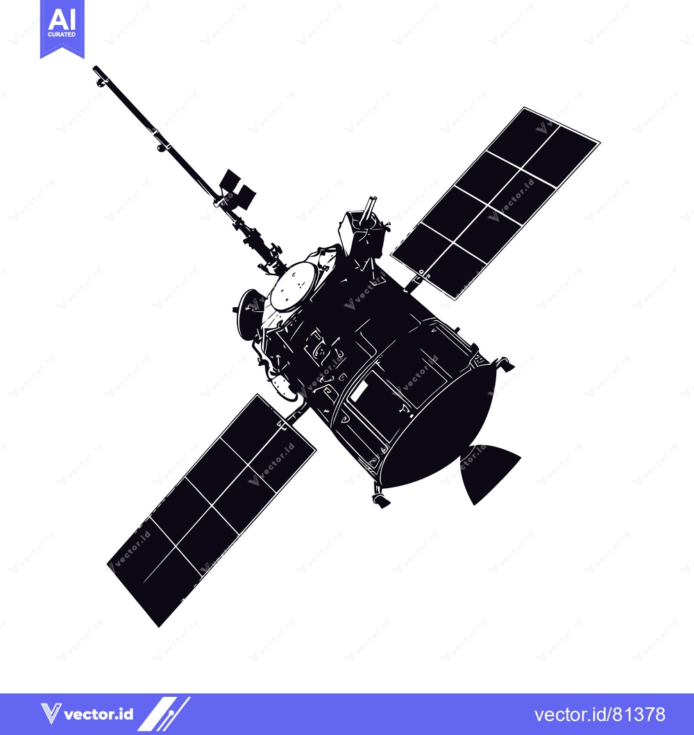 Premium Vector dari Black and White Silhouette of a Satellite in Space