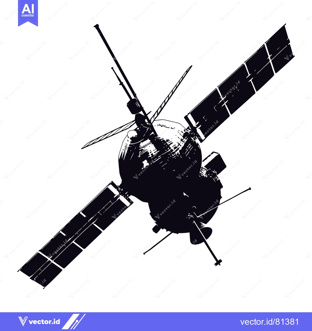 Premium Vector dari Black and White Silhouette of a Satellite in Space